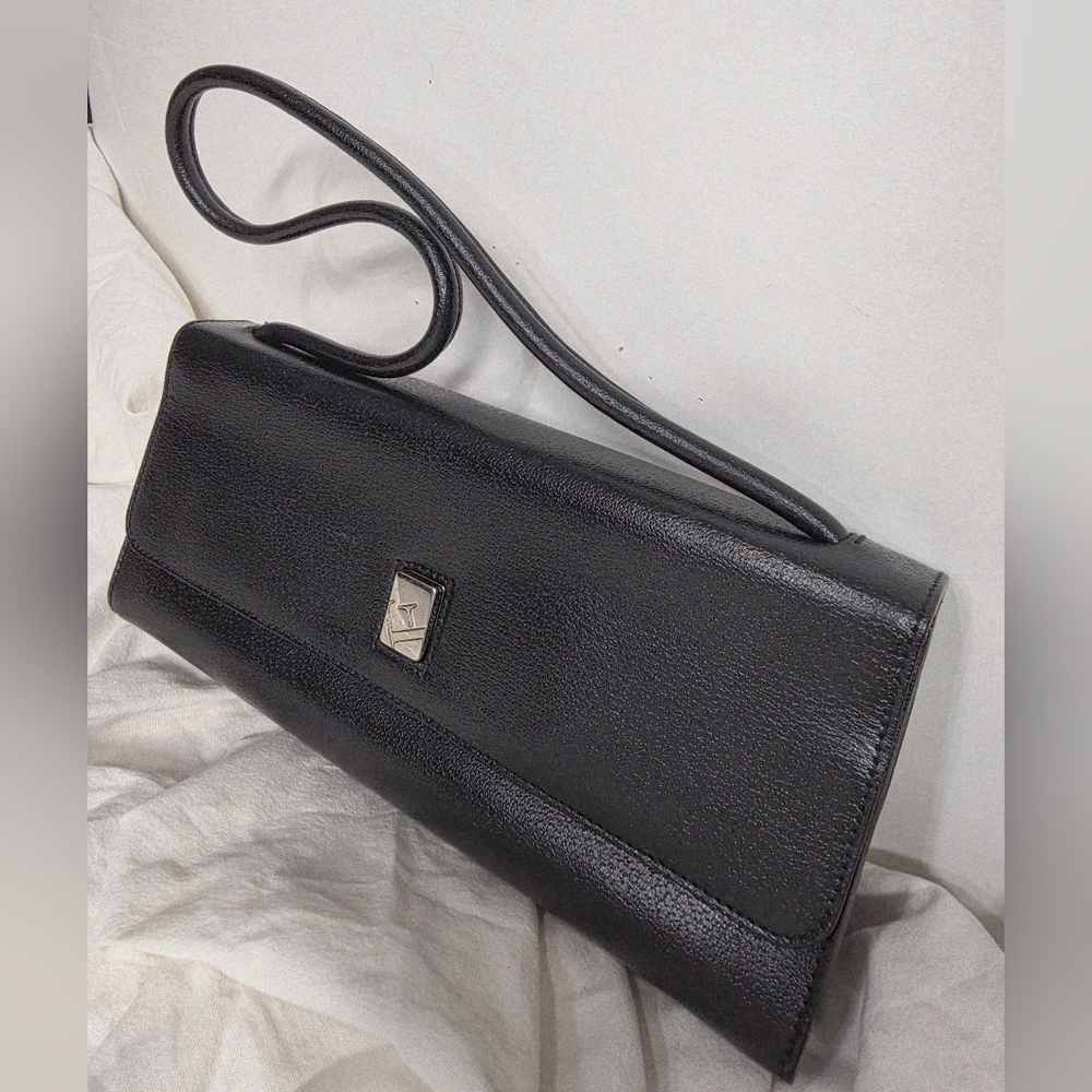 Vintage Furla Sleek Black Y2K Quiet Luxury Minimalist Shoulder bag